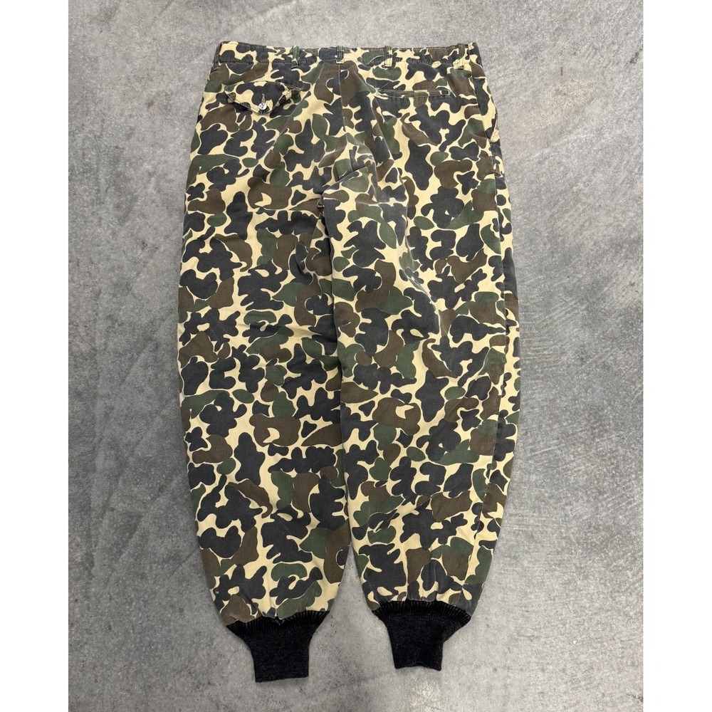Vintage 80's Duck Camo Hunting Pants Knit Cuff Bird Hunting USA Men's 36x28